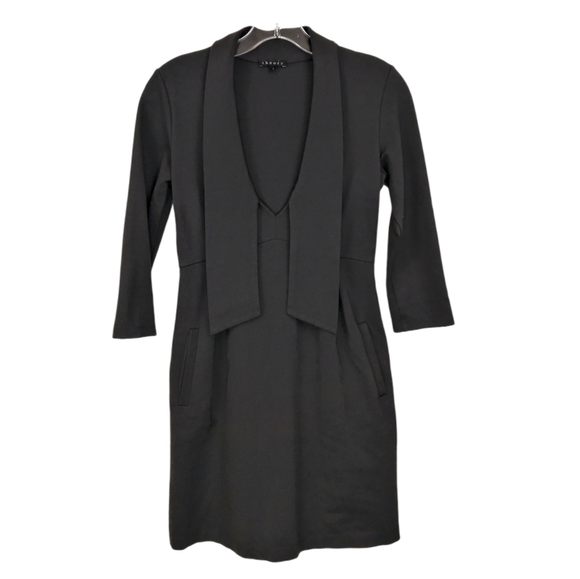 Theory Gray Viscose V Neck Front Tie Pocket Dress - Picture 1 of 13